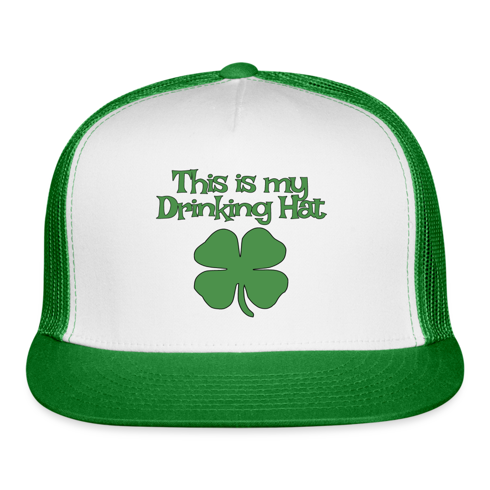 This Is My Drinking Hat - white/kelly green